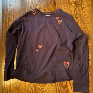 BedHead navy sweatshirt with red heart embroidery. Size small.